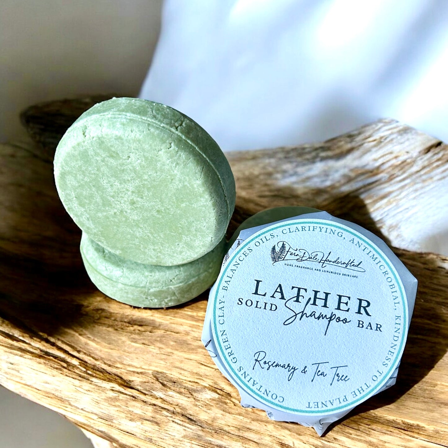 Lather Solid Shampoo Bar - Tea Tree & Rosemary with French Green Clay