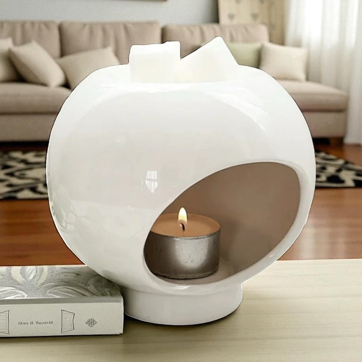 Quiet Orb Wax Burner — Gloss White Ceramic