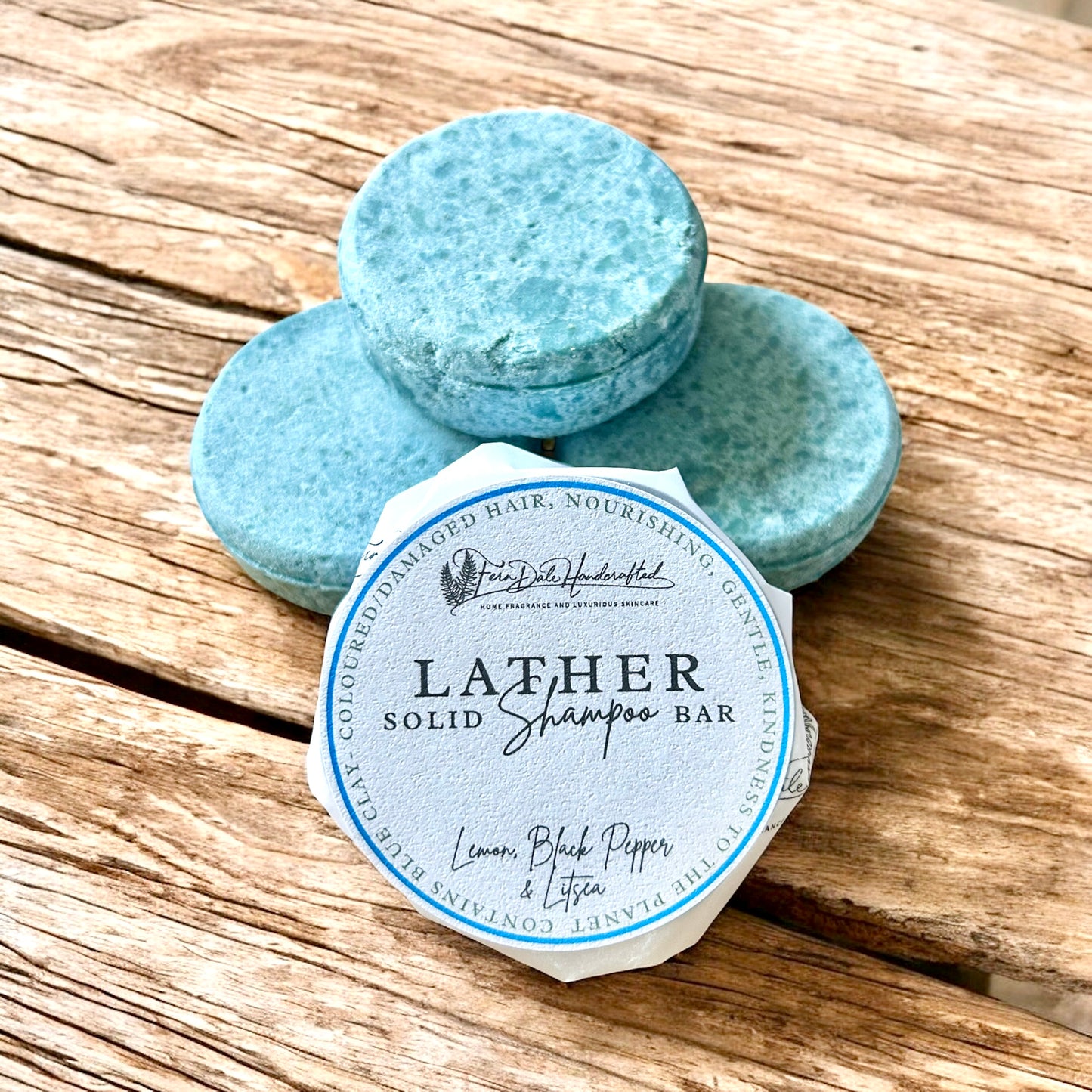 Lather Solid Shampoo Bar - Lemon, Black Pepper & Litsea with Blue Clay